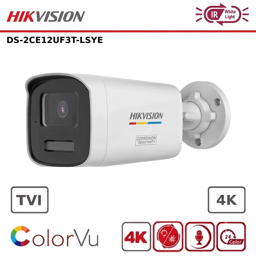 Hikvision DS-2CE12UF3T-LSYE 8MP 4K ColorVu Smart Hybrid Light Bullet Camera