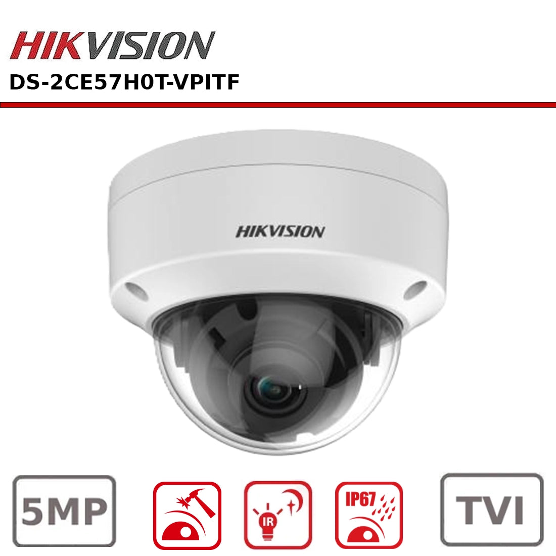 Hikvision DS-2CE57H0T-VPITF (2.8mm, 3.6mm) C 5 MP Vandal Fixed Dome Camera