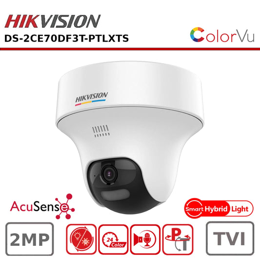 Hikvision DS-2CE70DF3T-PTLXTS 2MP ColorVu Hybrid Light Turret Camera with Built-in Mic & Speaker