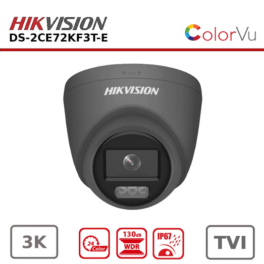 Hikvision DS-2CE72KF3T-E 3K ColorVu PoC Fixed Turret Camera (Grey)