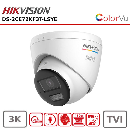 Hikvision DS-2CE72KF3T-LSYE 3K Smart Hybrid Light ColorVu Fixed Turret Camera