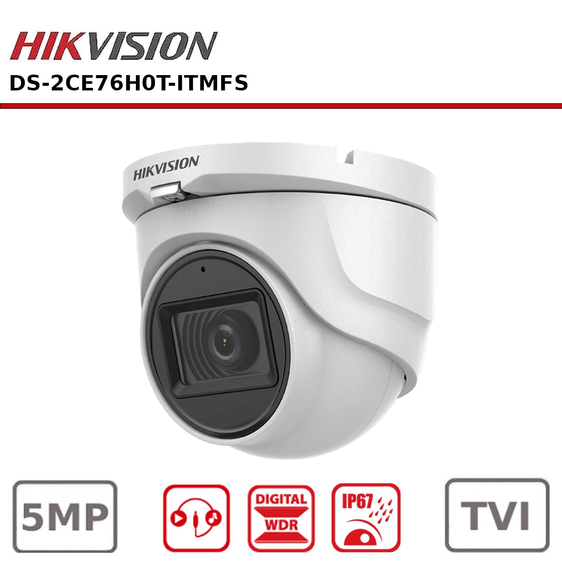 Hikvision DS-2CE76H0T-ITMFS 5 MP Audio Fixed Turret Camera