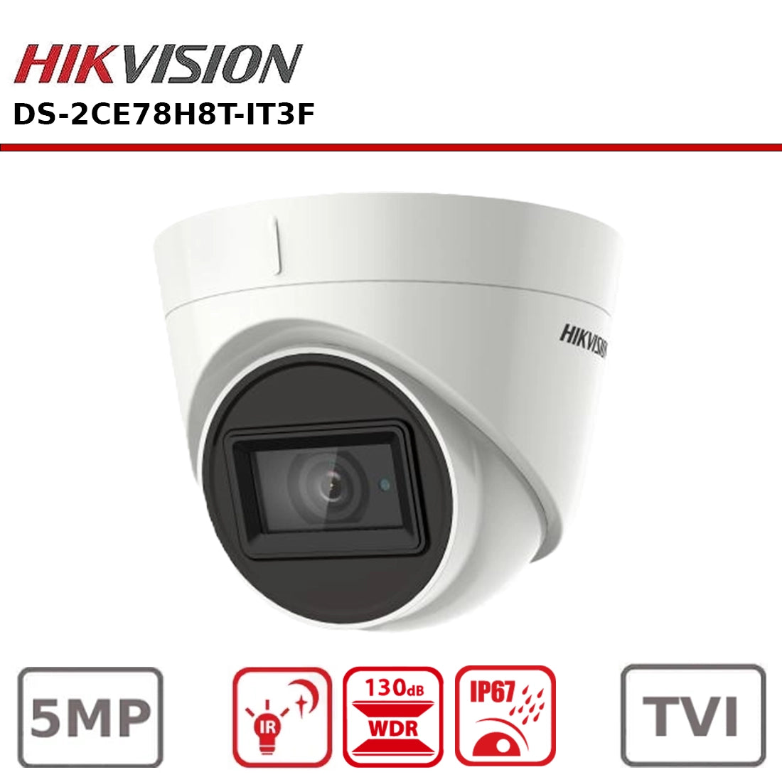 Hikvision DS-2CE78H8T-IT3F 2.8MM 5MP Ultra Low Light Fixed Turret Camera