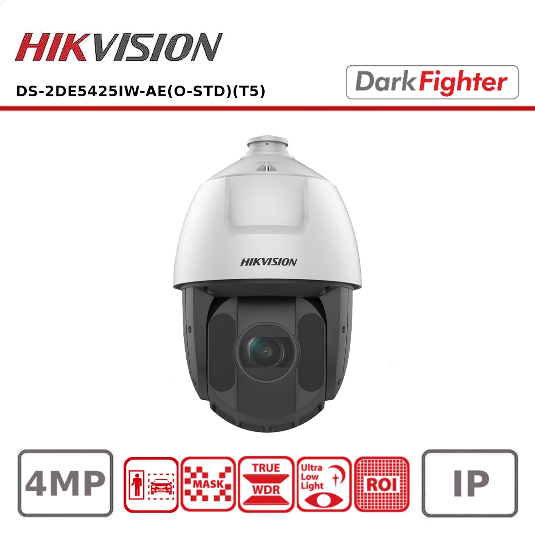 Hikvision DS-2DE5425IW-AE(O-STD)(T5) 4MP 25x Optical Zoom AcuSense Network IR Speed Dome with DarkFighter Technology