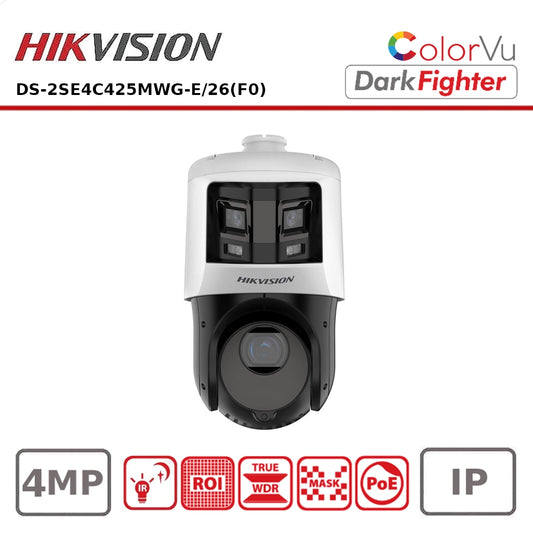 4MP Hikvision DS-2SE4C425MWG-E/26(F0) TandemVu IP PTZ, 25x Optical Zoom, Two 4mm Fixed Lenses