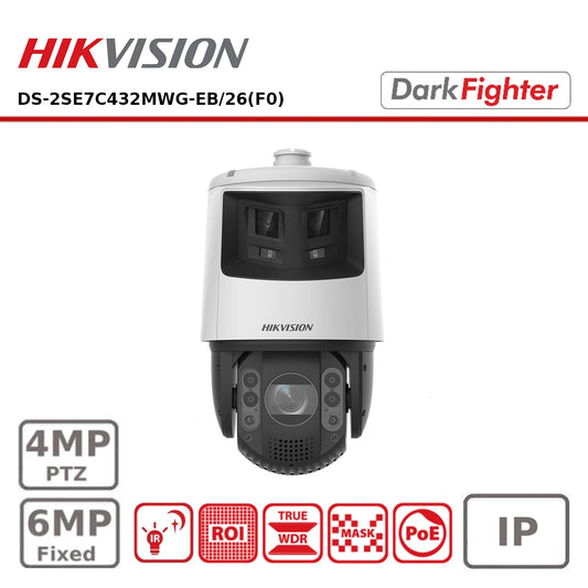 Hikvision DS-2SE7C432MWG-EB/26(F0) 6MP Panoramic + 4MP TandemVu IP PTZ Camera Colorful & IR Network Speed Dome Camera