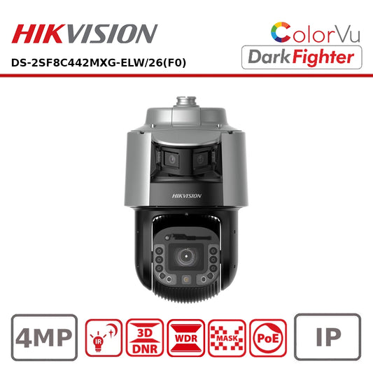 Hikvision DS-2SF8C442MXG-ELW/26(F0) TandemVu IP PTZ IR and White Light 4MP Panoramic Lens, IP Speed Dome