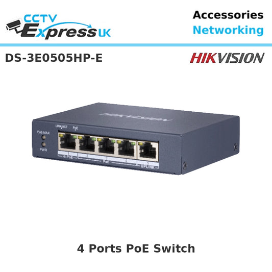 Hikvision DS-3E0505HP-E 4-Port Gigabit Unmanaged PoE Switch