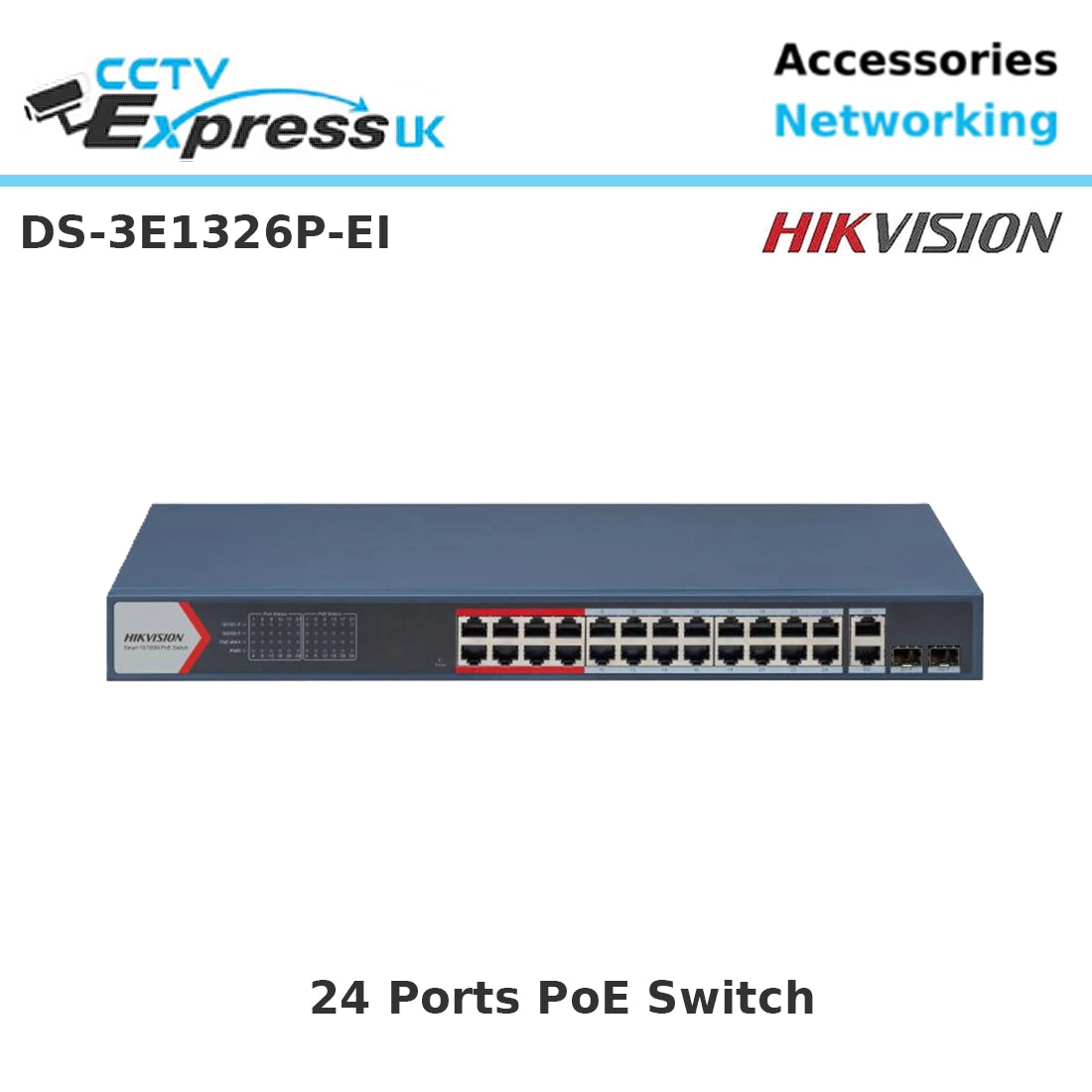 Hikvision DS-3E1326P-EI(B) 24-port 100Mbps smart managed PoE+ switch (Dual Gb uplink)