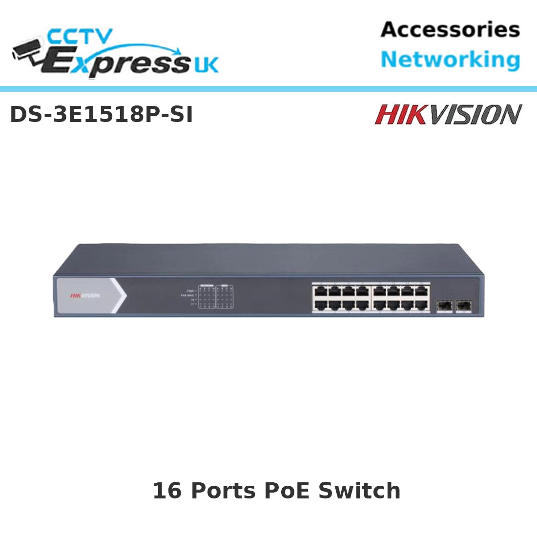 Hikvision DS-3E1518P-SI 16-Port Smart Managed Gigabit PoE Switch