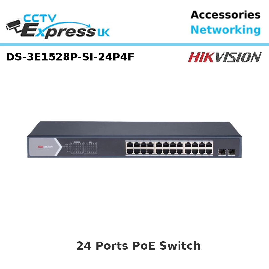 Hikvision DS-3E1528P-SI-24P4F 24-Port Gigabit Smart PoE Switch with 4 SFP Fibre Ports