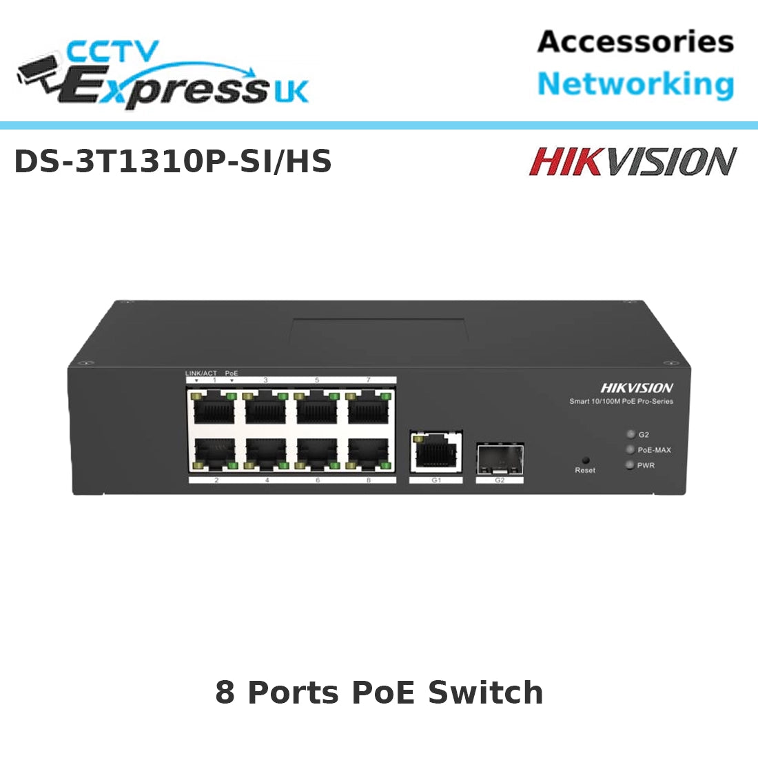 Hikvision DS-3T1310P-SI-HS 8 Port Fast Ethernet Smart Harsh POE Switch