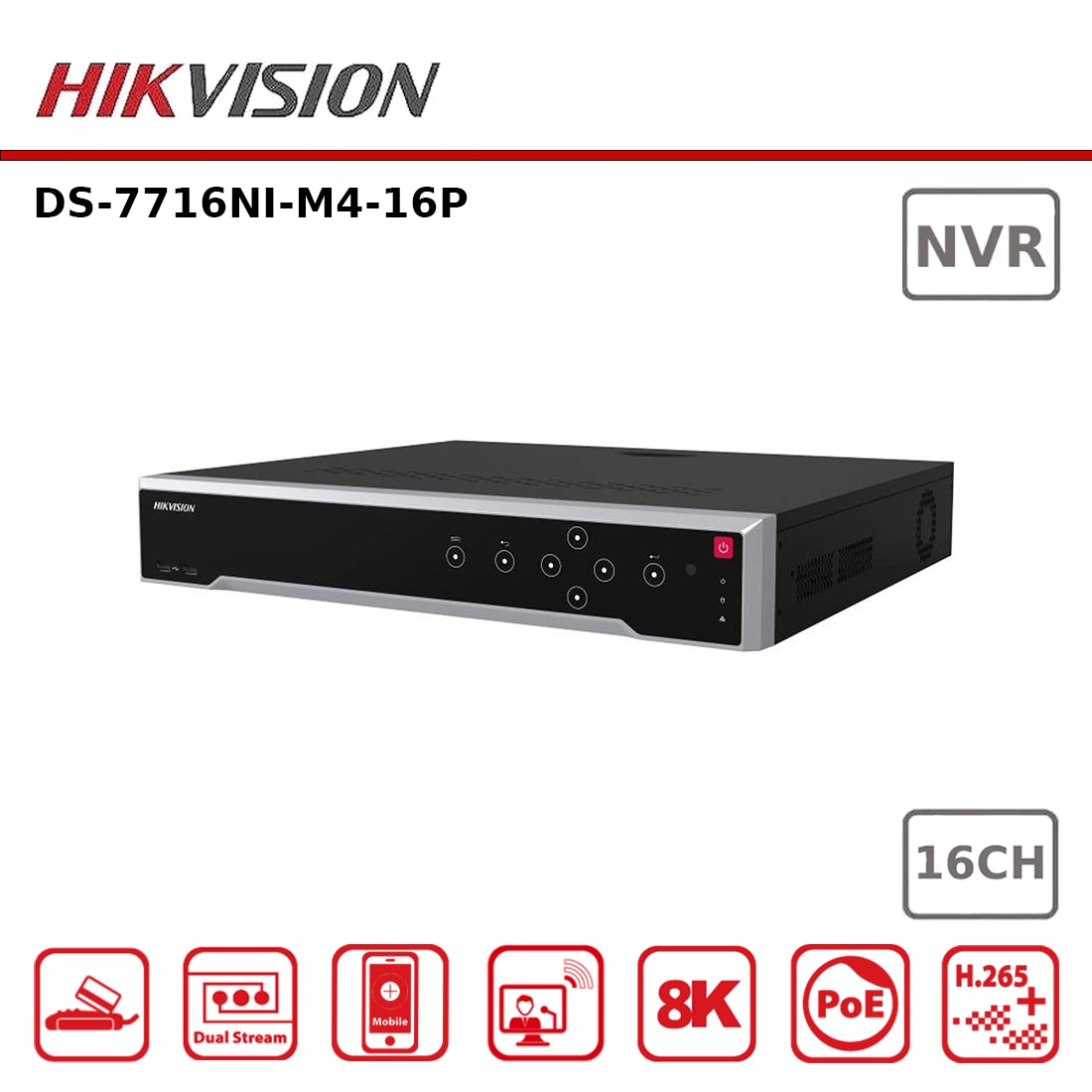 Hikvision DS-7716NI-M4/16P 12MP 16 Channel PoE Network Video Recorder