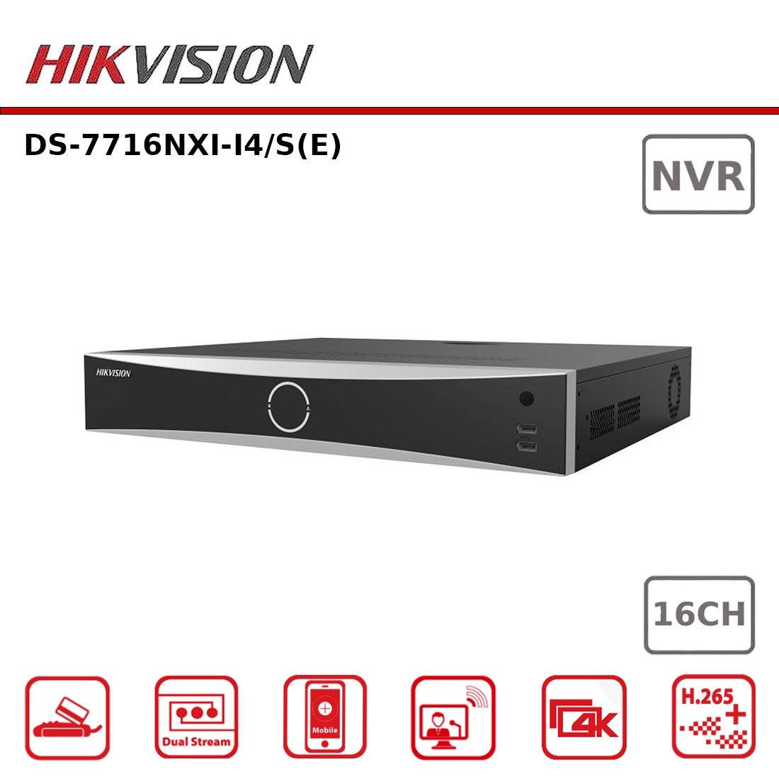 Hikvision DS-7716NXI-I4-S(E) 32MP 16-CH 1.5U AcuSense 4K Network Video Recorder