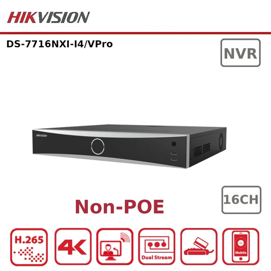 Hikvision DS-7716NXI-I4/VPro 16-Channel 4K AcuSense AI NVR (No PoE) – Face Recognition & ANPR Support