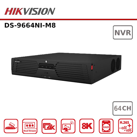 Hikvision DS-9664NI-M8 Ultra Series, 64-Channel NVR 4K 2U - Non-PoE