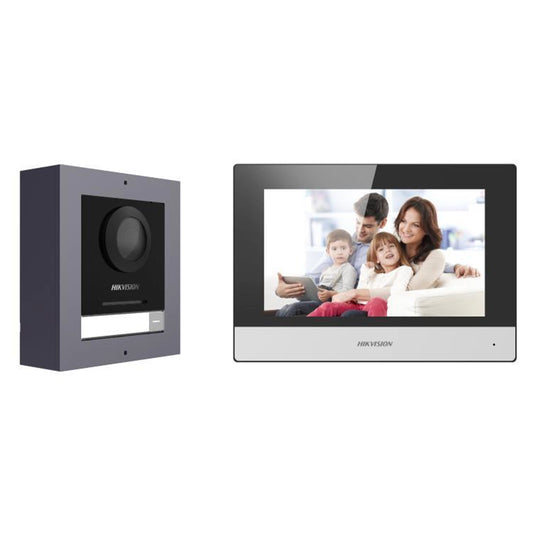 Hikvision DS-KIS602 (B) IP Video Intercom Kit with Screen Intercom and POE Switch