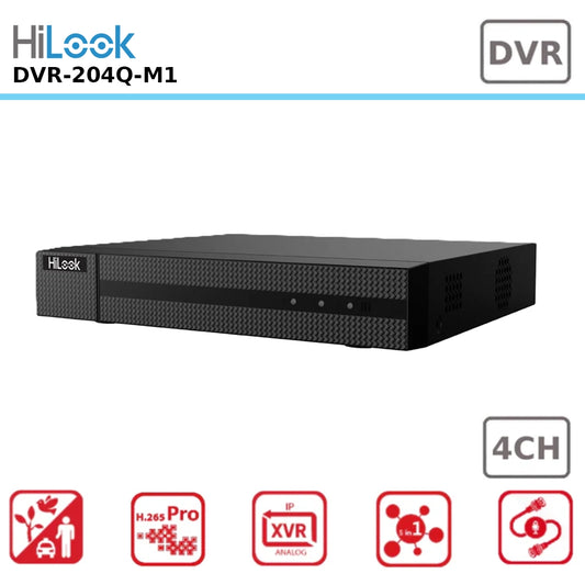 HiLook DVR-204Q-M1 4-Channel 4MP HD Analogue Digital Video Recorder with Advanced H.265+ Compression for space saving