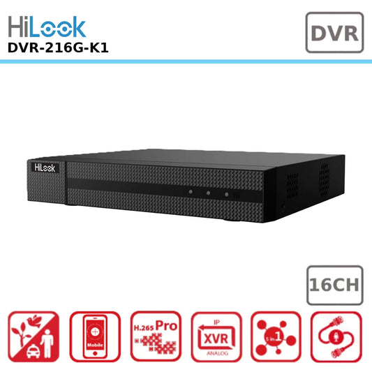 HiLook DVR-216G-K1 16-Channel 1080p Full HD AOC Turbo Digital Video Recorder