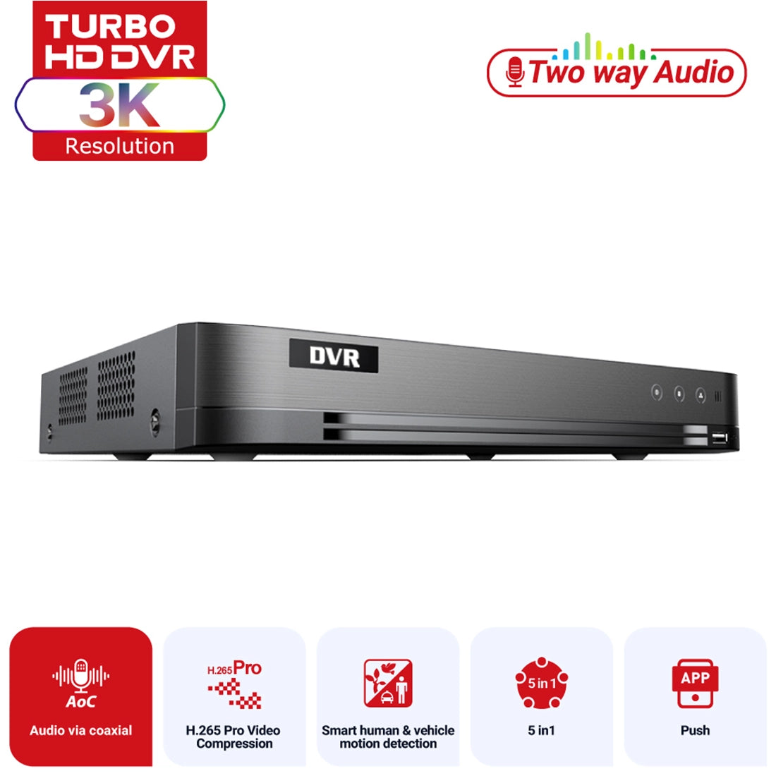 Hikvision OEM DVR-504XT 4CH Turbo HD AcuSense DVR with Facial Recognition & Two-Way Audio