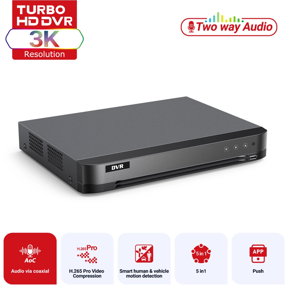 Hikvision OEM DVR-508XT 8CH Turbo HD AcuSense DVR with Facial Recognition, Perimeter Protection & Two-Way Audio