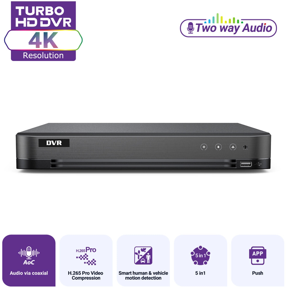 Hikvision OEM DVR-804XT 4K 4-Channel Turbo HD AcuSense DVR with Facial Recognition, Perimeter Protection & Two-Way Audio