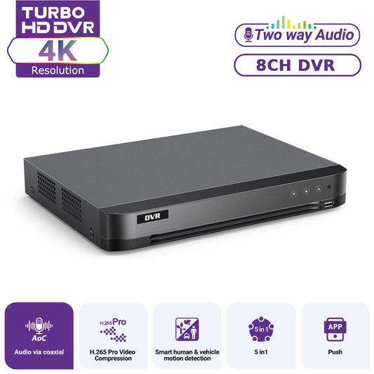 Hikvision OEM DVR-808XT 4K 8-Channel Turbo HD AcuSense DVR with Facial Recognition, Perimeter Protection & Two-Way Audio