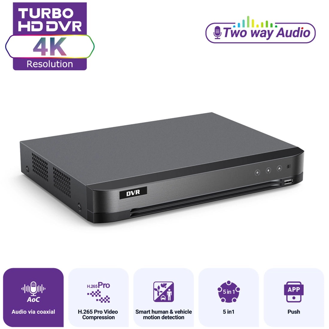 Hikvision OEM DVR-808XT 4K 8-Channel Turbo HD AcuSense DVR with Facial Recognition, Perimeter Protection & Two-Way Audio