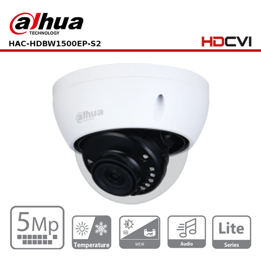 Dahua HAC-HDBW1500EP-S2 - 5MP HDCVI IR Anti-Vandal Dome Camera