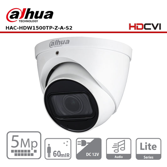 Dahua HAC-HDW1500TP-Z-A-S2 - 5MP HDCVI IR Vari-Focal Eyeball Camera