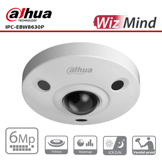 Dahua IPC-EBW8630P - 6MP WizMind AI Series IR Fisheye Camera
