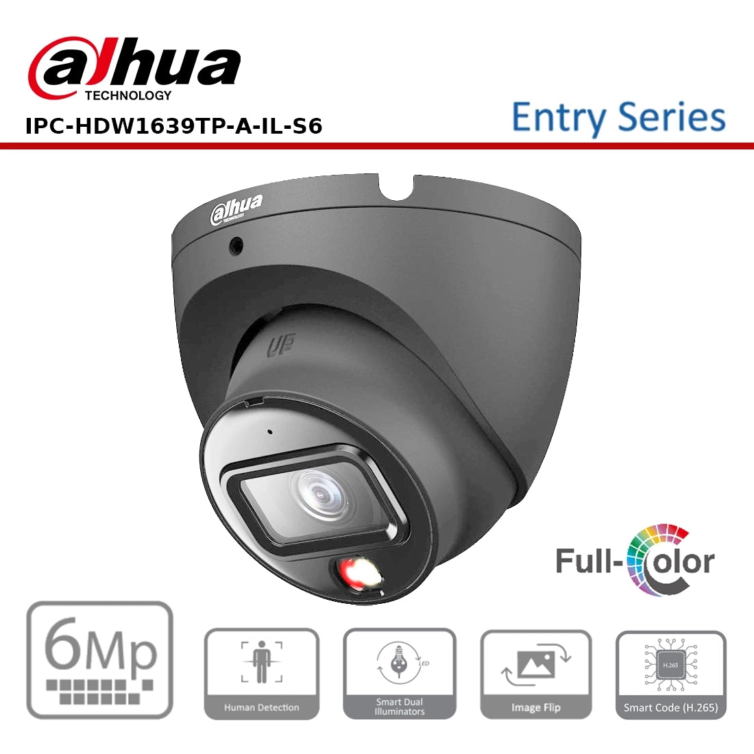Dahua DH-IPC-HDW1639TP-A-IL-S6 6MP Smart Dual Light Turret IP Camera