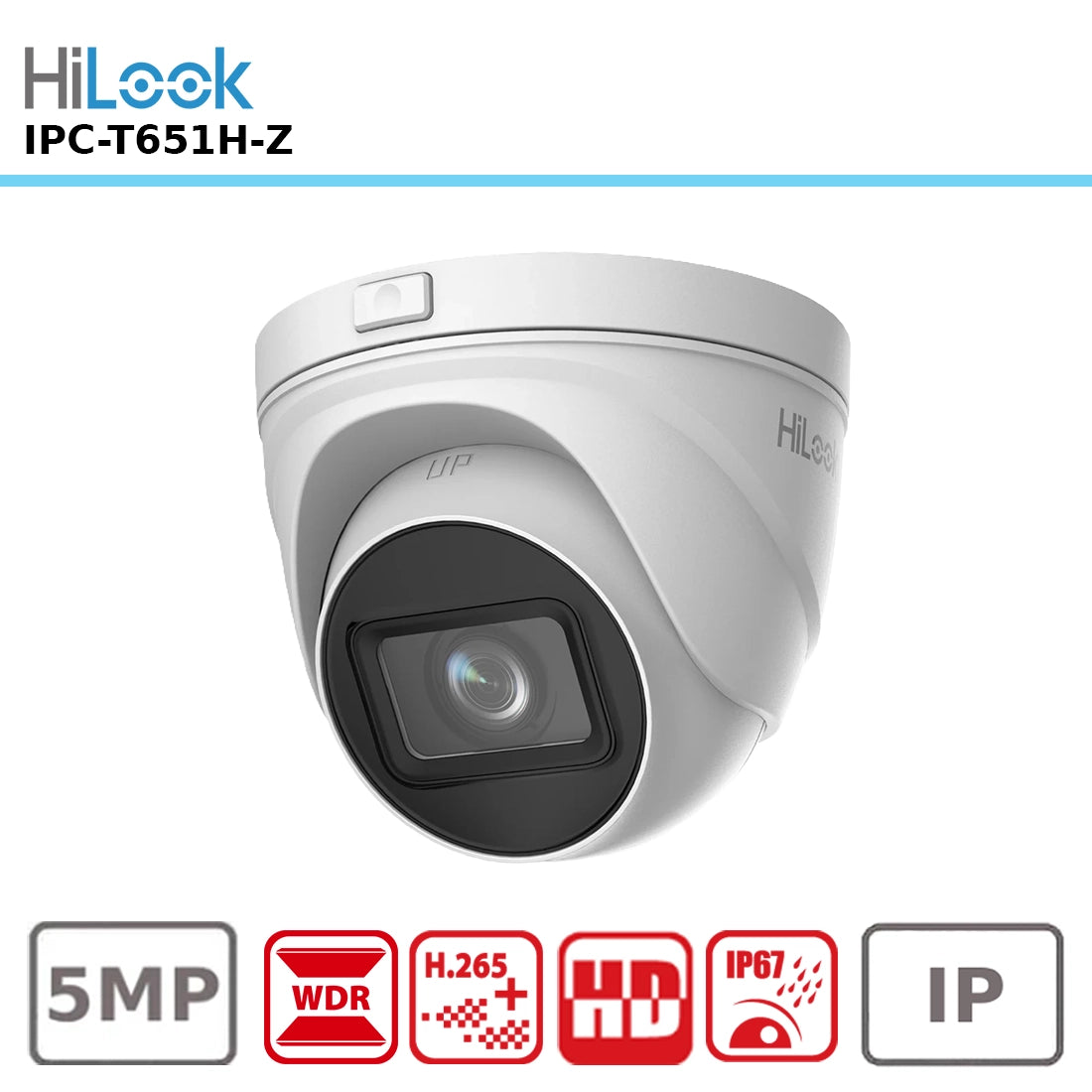 HiLook IPC-T651H-Z 5MP Turret IP Camera with Adjustable Motorized Varifocal Lens for Precise Viewing Area Control