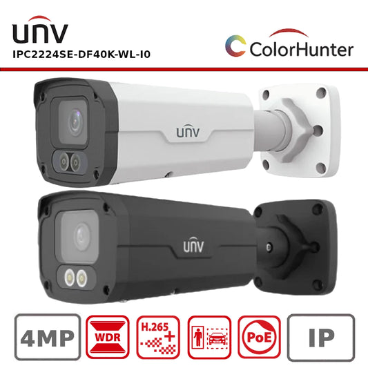 Uniview IPC2224SE-DF40K-WL-I0 4MP Prime III Bullet CCTV Camera – White/Black