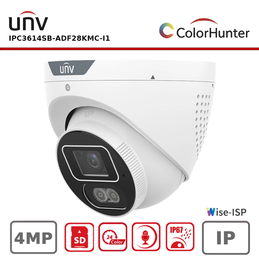 UNV IPC3614SB-ADF28KMC-I1 4MP WDR Dual-light Alarm Eyeball Network Camera