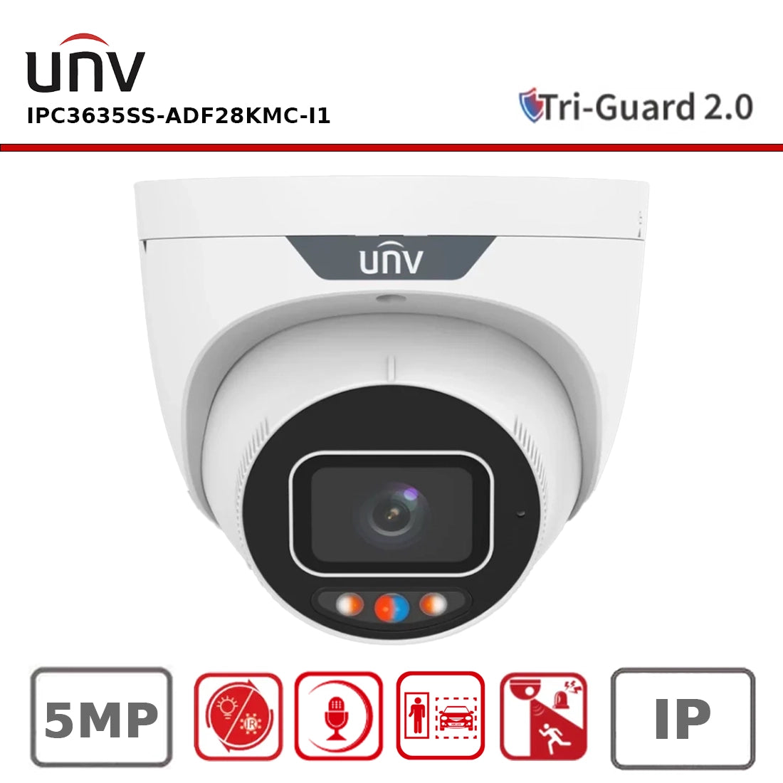UNV IPC3635SS-ADF28KMC-I1 5MP IP Turret CCTV Camera TriGuard 2.0