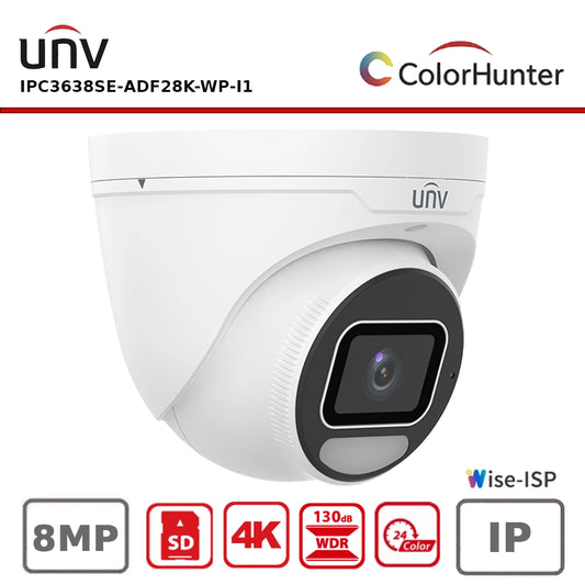 UNV IPC3638SE-ADF28K-WP-I1 8MP ColorHunter with Wise-ISP Fixed Turret Network Camera