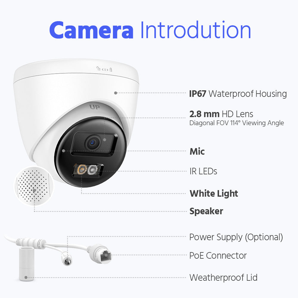 Hikvision OEM Series IPT250B-HT 3K Hybrid Light ColorVu + IR Turret IP Camera with Two-Way Audio Human Vehicle Detection IP67 - Black