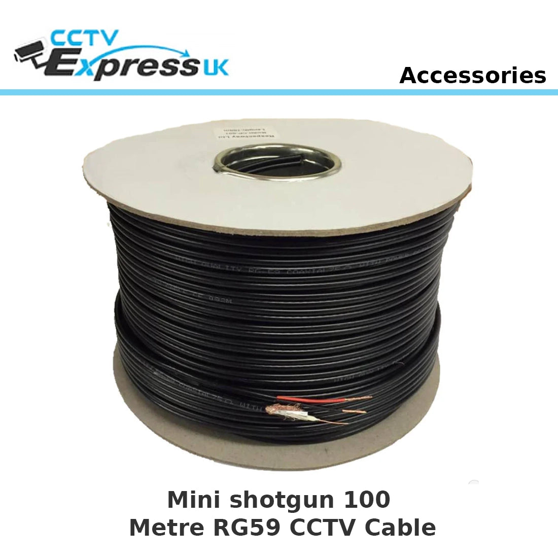 Mini shotgun 100 Metre RG59 CCTV Cable Reel Full Copper