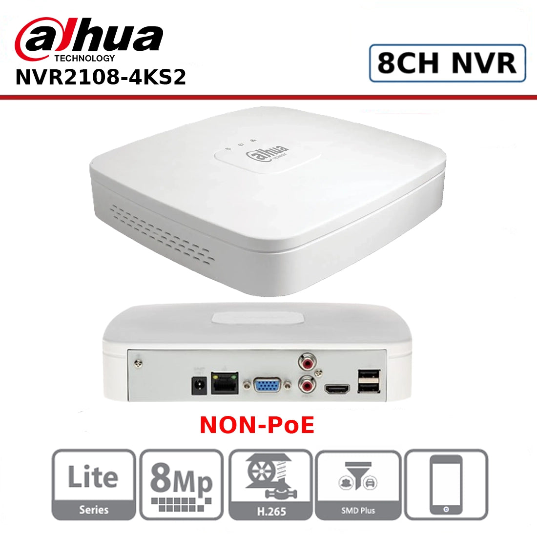 Dahua DHI-NVR2108-4KS2 8 Channel IP DVR * NON-PoE*