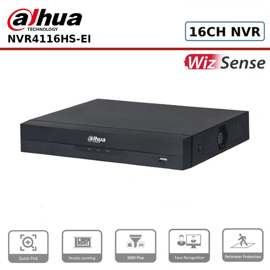 Dahua DHI-NVR4116HS-EI - 16 Channel WizSense Network Video Recorder - **Non-PoE**