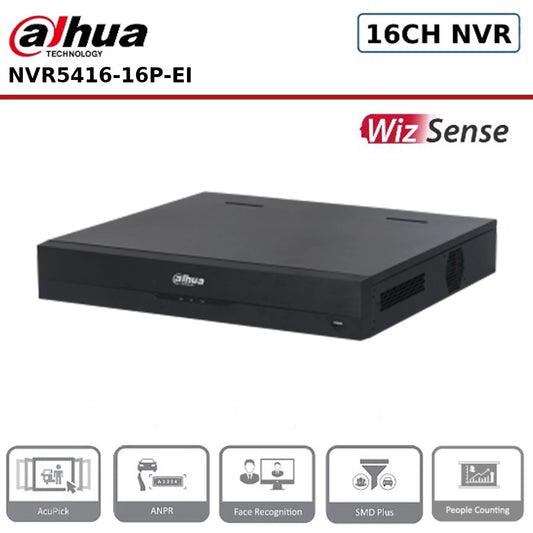 Dahua NVR5416-16P-EI 16 Channel 1.5U 4HDDs 16PoE 4K & H.265 Pro Network Video Recorder
