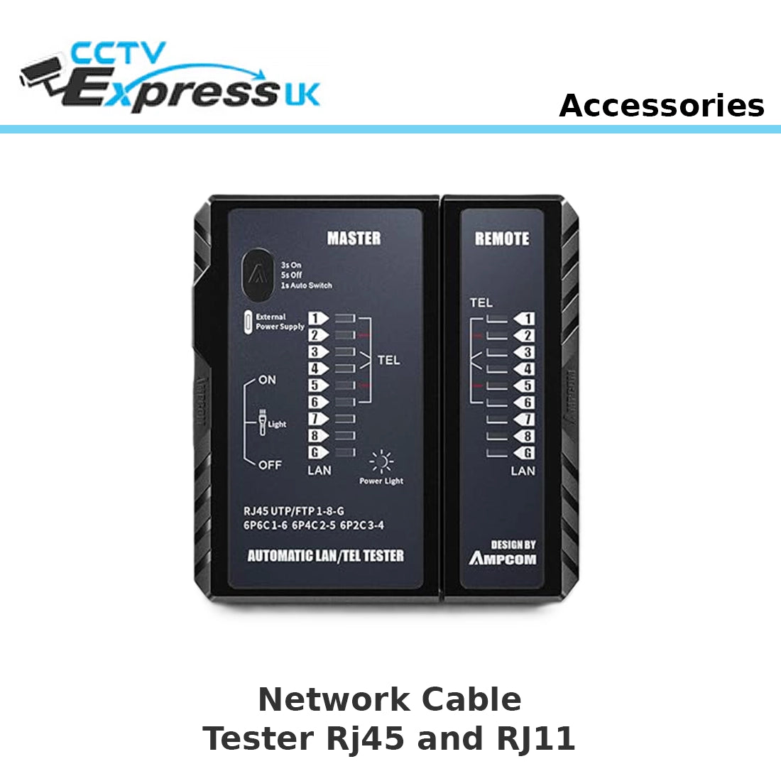 Network Cable Tester with RJ45 RJ11 Port, Ethernet Cable Tester, Ethernet Tester Tool Fast/Slow Testing, POE Test UTP/STP Cable Checker