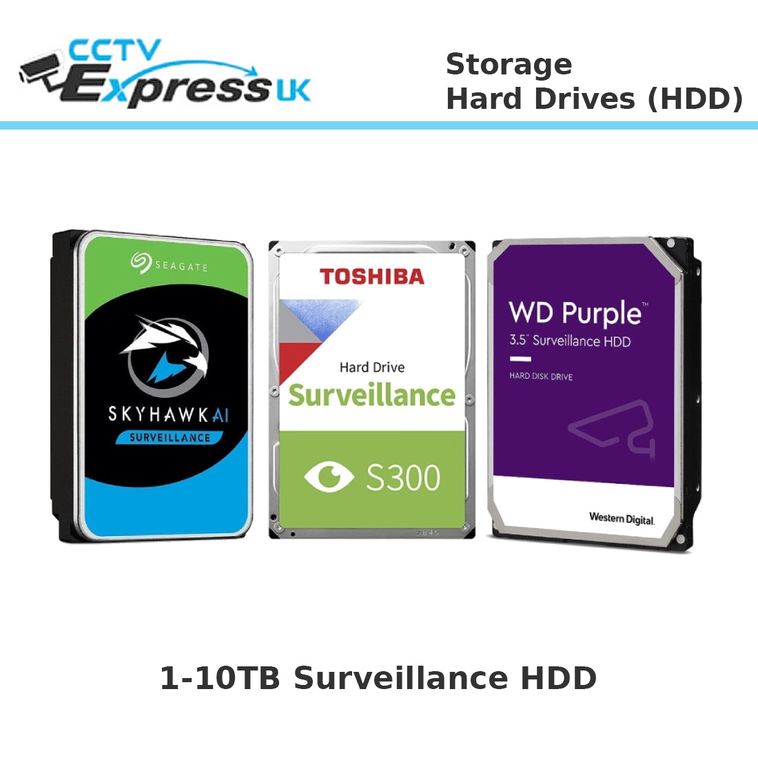Surveillance Hard Drive - In 1TB - 10TB Capacity (Seagate, Toshiba or WD Digital)