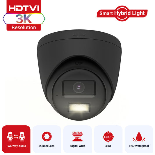 Hikvision OEM Series T259B-HT 3K ColorVu Hybrid-Light Turret Camera with Two-Way Audio - Black