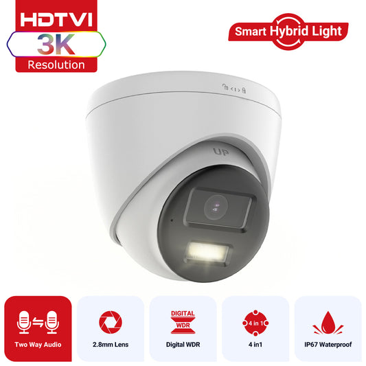 Hikvision OEM Series T259W-HT 3K ColorVu Hybrid-Light Turret Camera with Two-Way Audio
