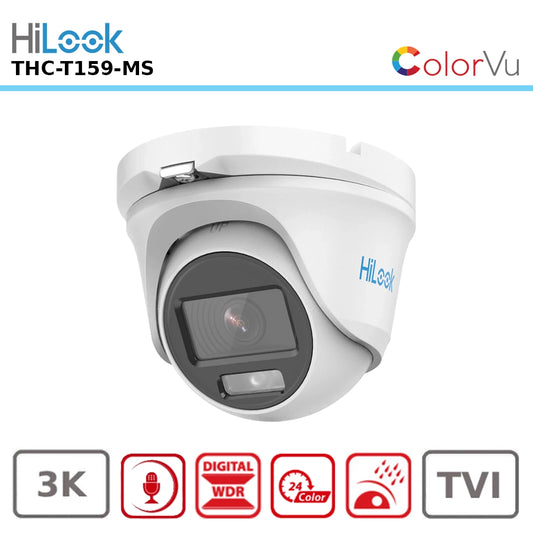 HiLook THC-T159-MS-2.8MM ColorVu AoC 3K 5MP 20m Turret Dome with Microphone