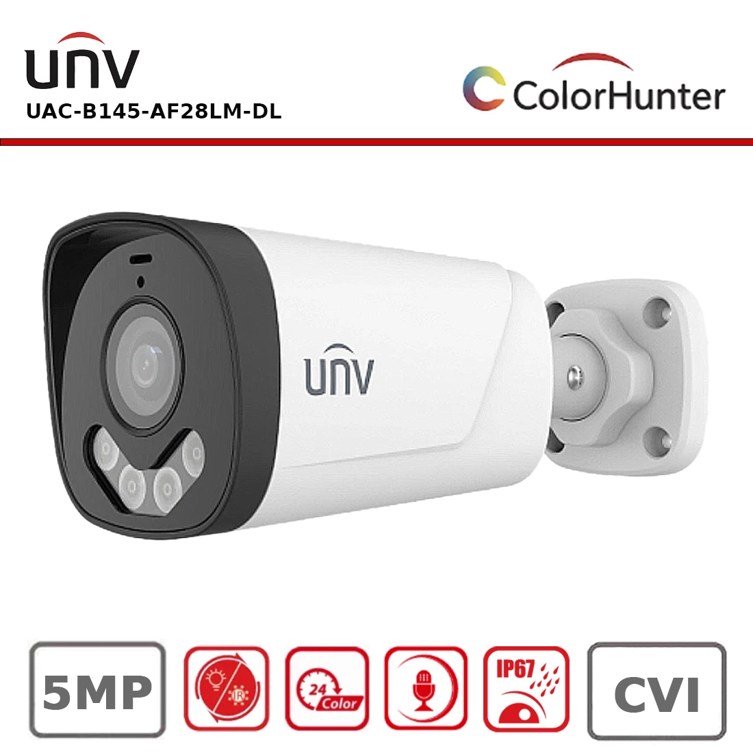 Uniview UAC-B145-AF28LM-DL 5MP Smart Dual Light ColorHunter HD Fixed Bullet Analog Camera