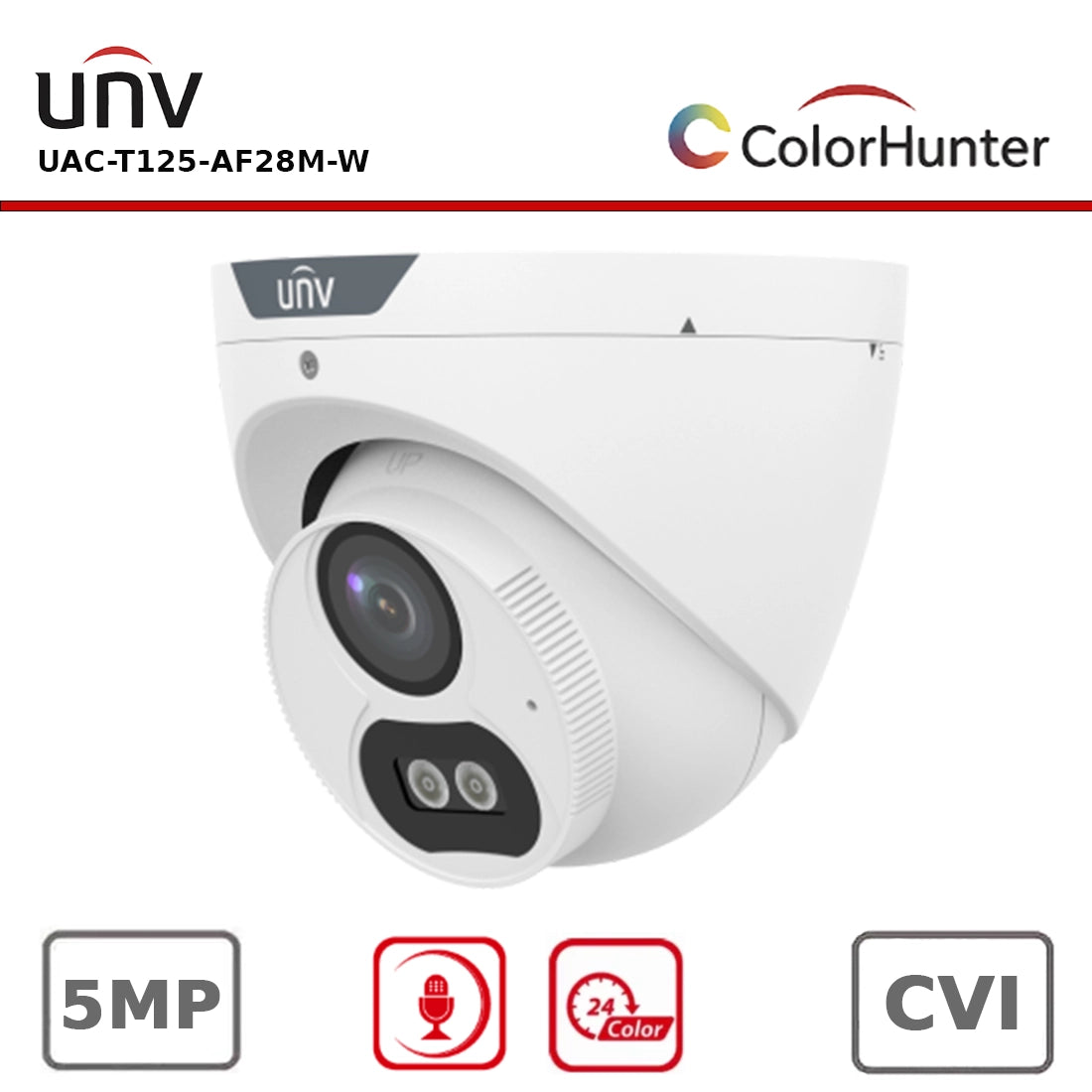 Uniview UAC-T125-AF28M-W 5MP ColourHunter HD Fixed Eyeball Analog Camera