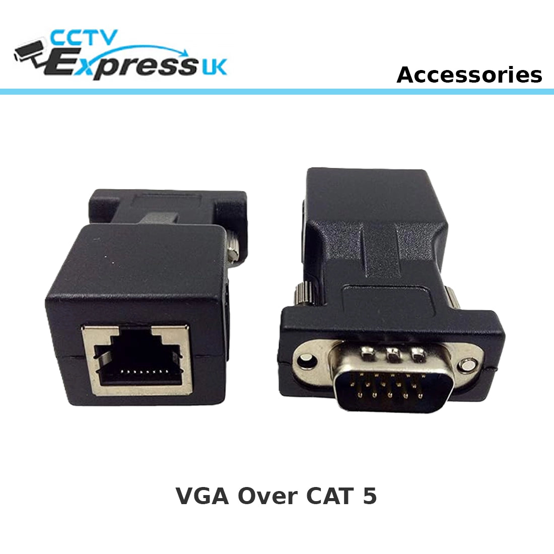 VGA Extender Over Ethernet Adapter, VGA 15 Pin Male to CAT5 CAT6 RJ45 Female Network Cable Extender Connector Adapter